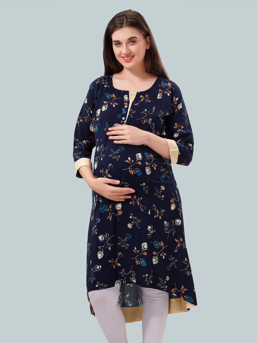 Women Floral Printed A-Line Maternity Kurta