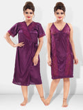 Be You Women Purple Solid Satin Nightdress-BUF-NIGHTY-2192-Purple