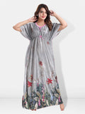 Be You Floral Printed V-Neck Satin Maxi Nightdress