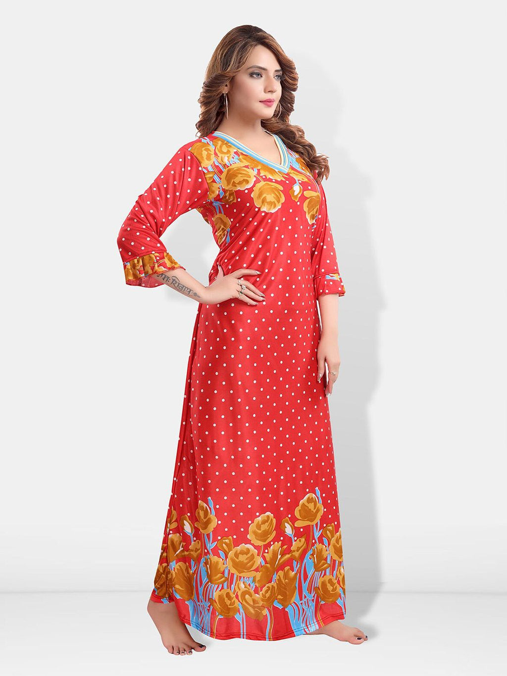 Floral Printed Satin Maxi Nightdress