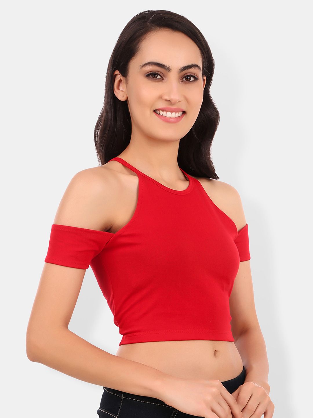 Cold-Shoulder Cotton Crop Top