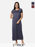 Be You Pack Of 2 Women Striped Maternity Maxi Nightdress