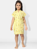 Be You Yellow Conversational Cotton Drawstring Knee Length Bath Robe