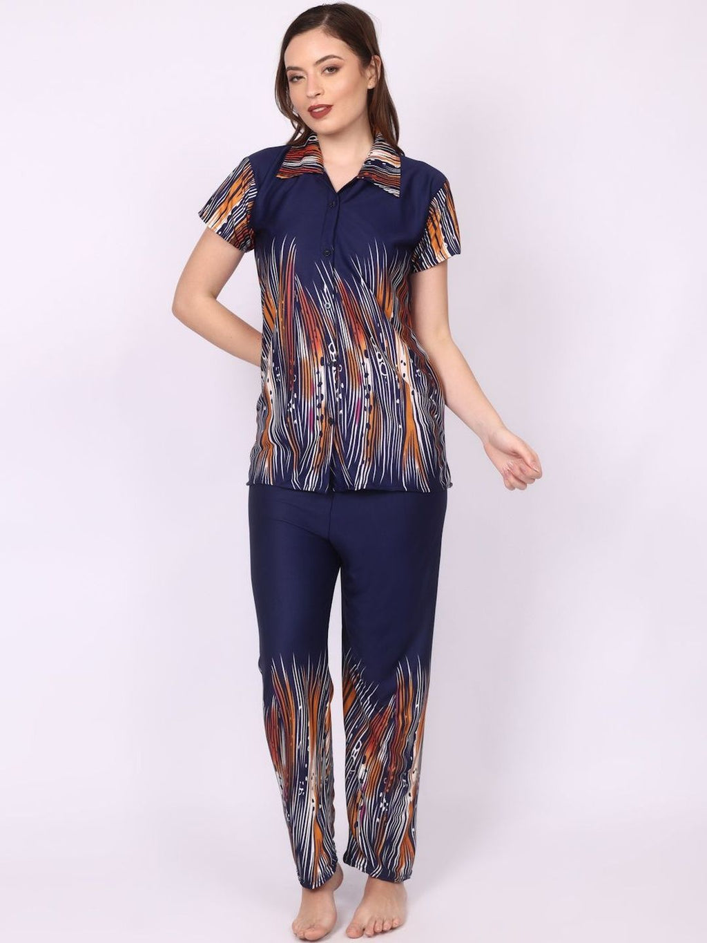 Women Satin Floral Print Top & Pyjama Night Suit