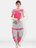 Be You Women Pink & White Printed Night suit