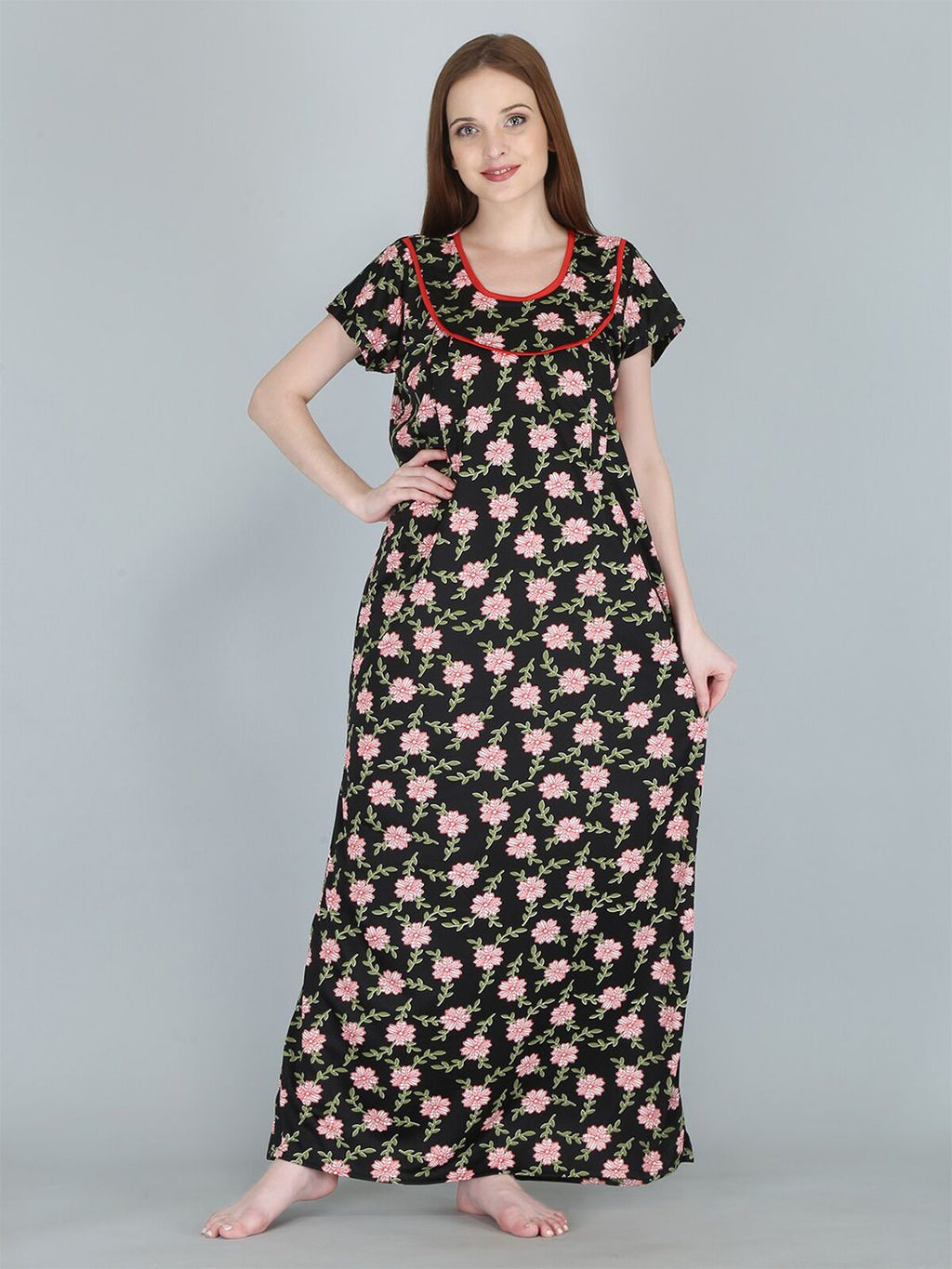 Be You Women Printed Maternity Maxi Nightdress
