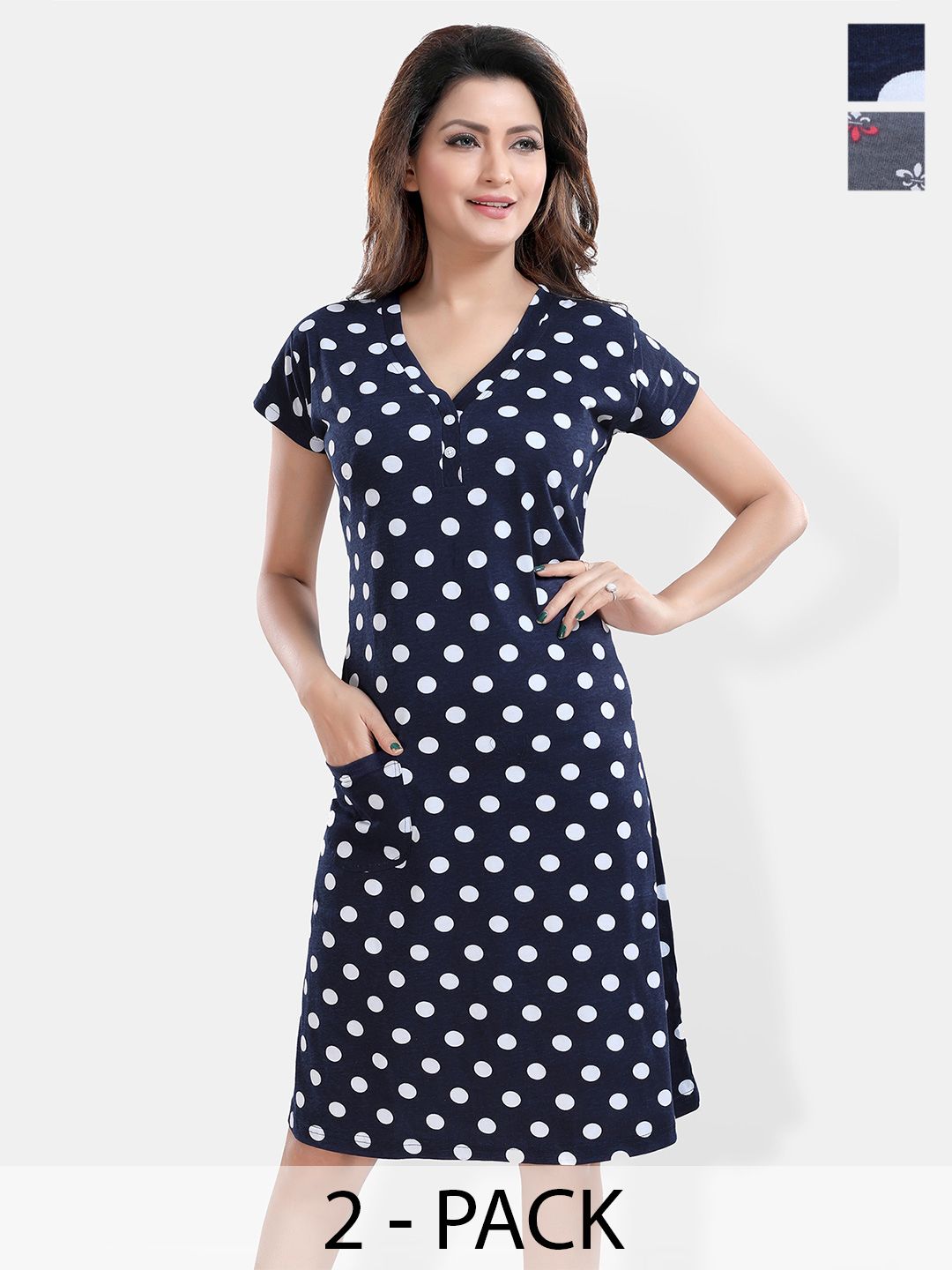 Be You Blue Printed Nightdress