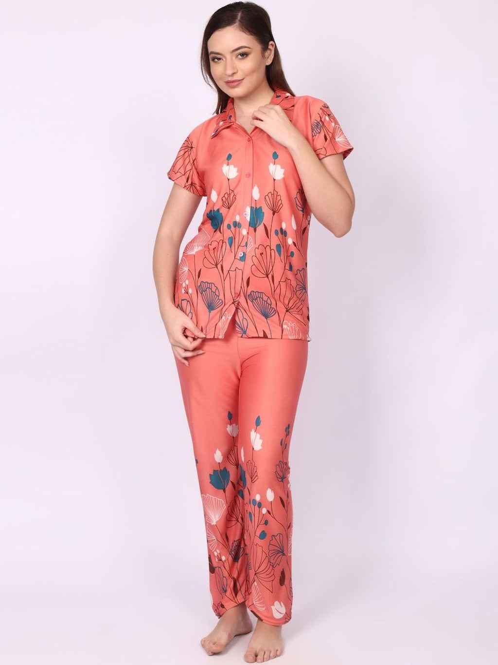 Be You Women Floral Printed Top & Pyjama Night suit