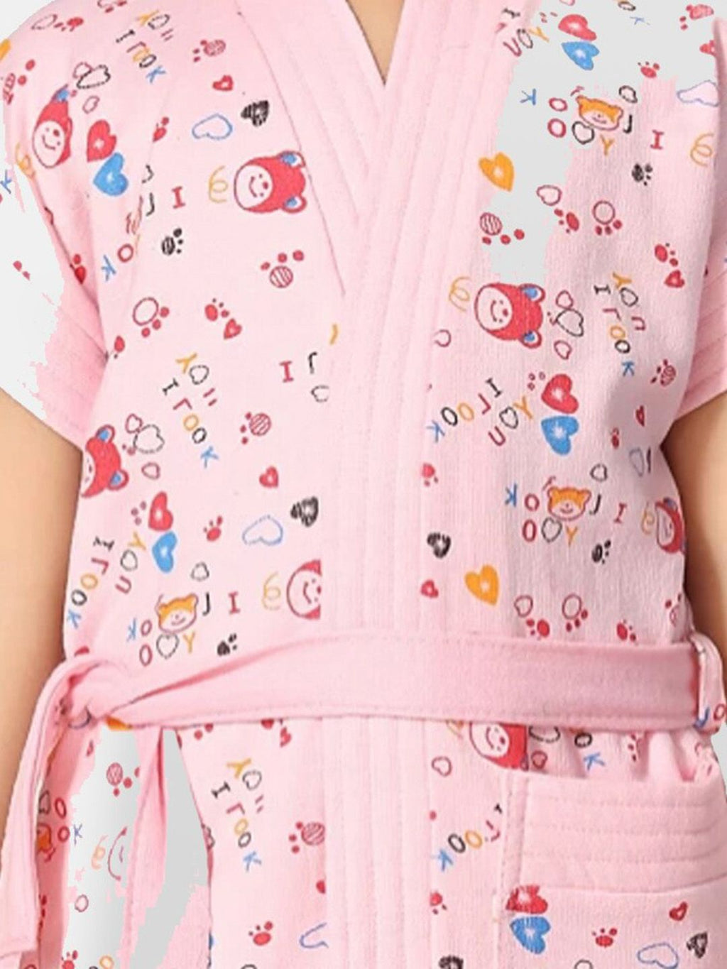 Girls Printed Terry Cotton Water Absorbent Bath Robe With Belt