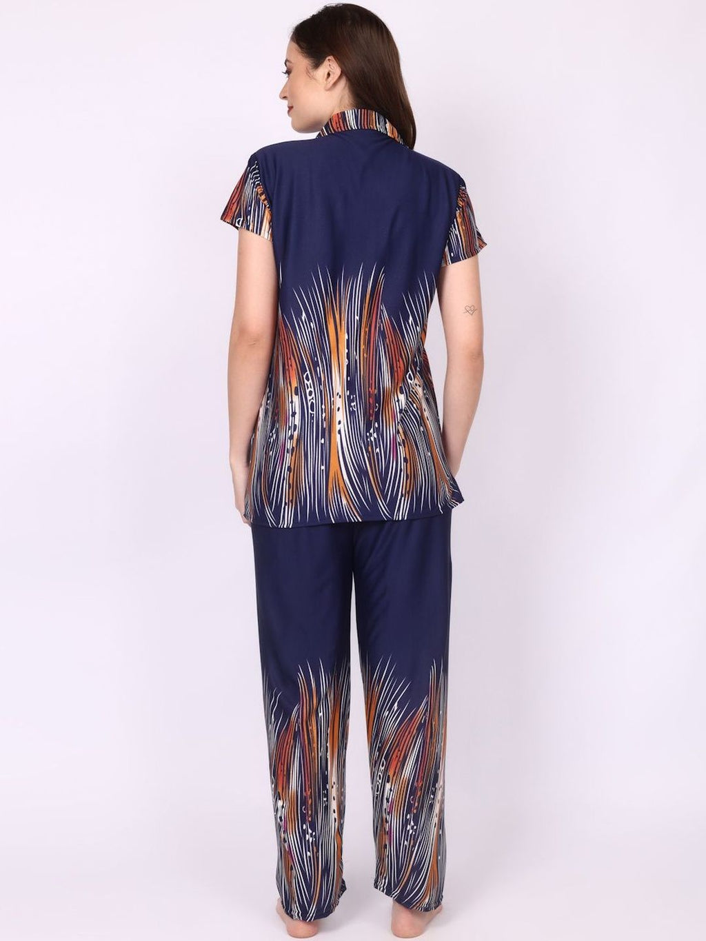 Women Satin Floral Print Top & Pyjama Night Suit