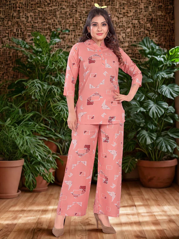 Peach Geometric Co-ord Set