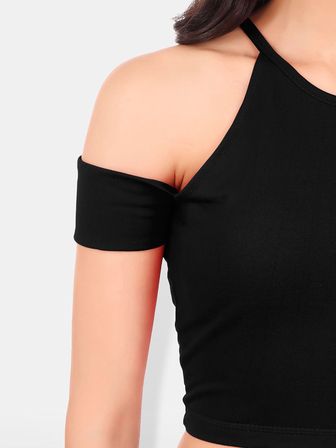 Cold-Shoulder Cotton Crop Top