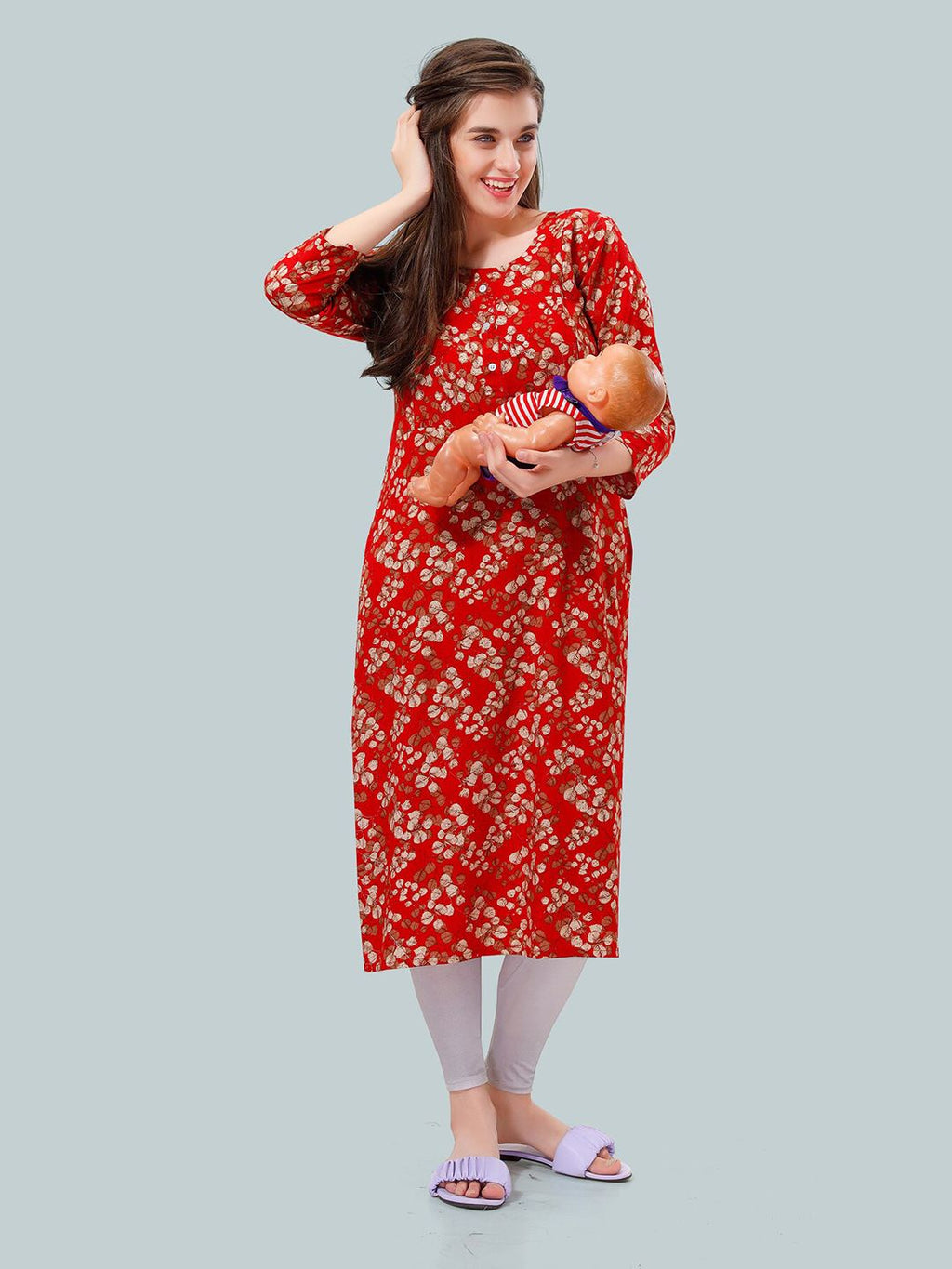 Women Floral Printed Maternity Kurta