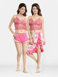 Be You Self Design Shoulder Strap Satin Nightdress