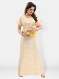 Be You Ethnic Motifs Printed Maternity Maxi Nightdress