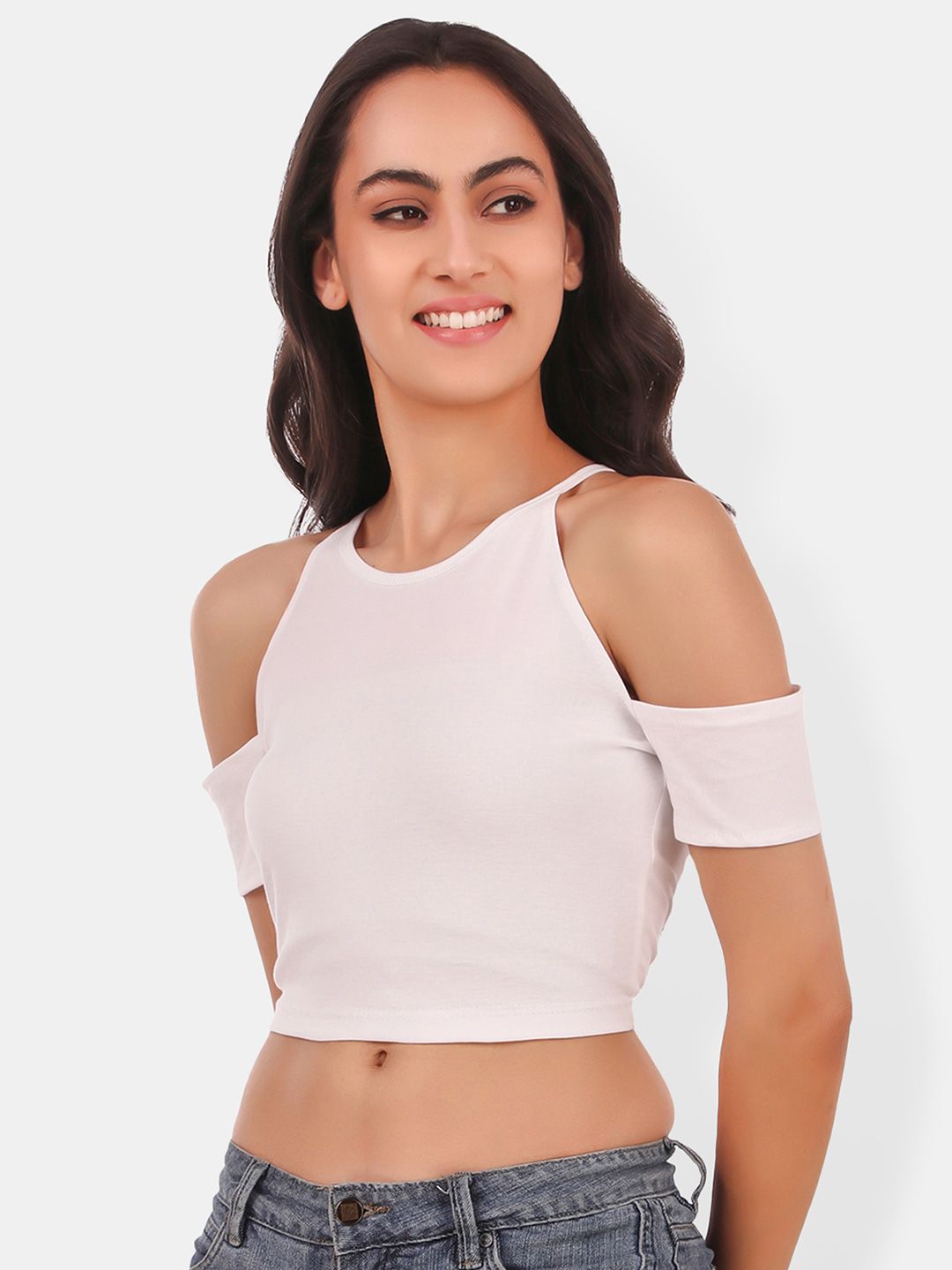 Cold-Shoulder Cotton Crop Top