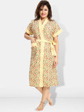 Be You Women Printed Cotton Anti-bacterial Super Soft Bath Robe With Belt