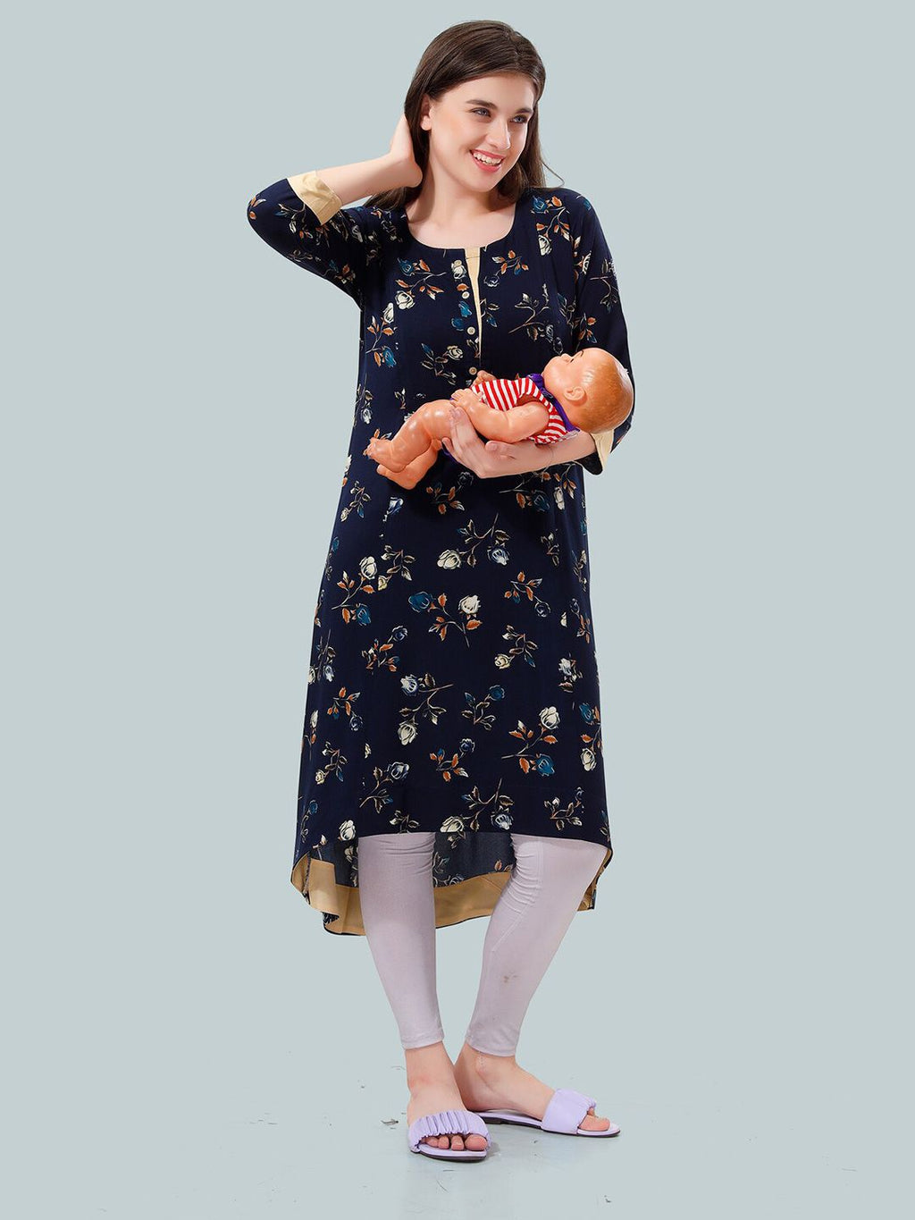 Women Floral Printed A-Line Maternity Kurta