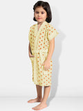 Be You Beige Polka Dots Cotton Drawstring Knee Length Bath Robe