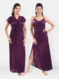 Be You V-Neck Satin Lace Night Suit With Robe