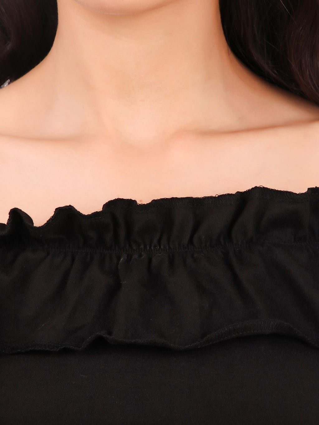 Off-Shoulder Flutter Sleeve Ruffles Cotton Bardot Crop Top