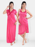 Be You Shoulder Strap Neck Satin Night Suit With Robe