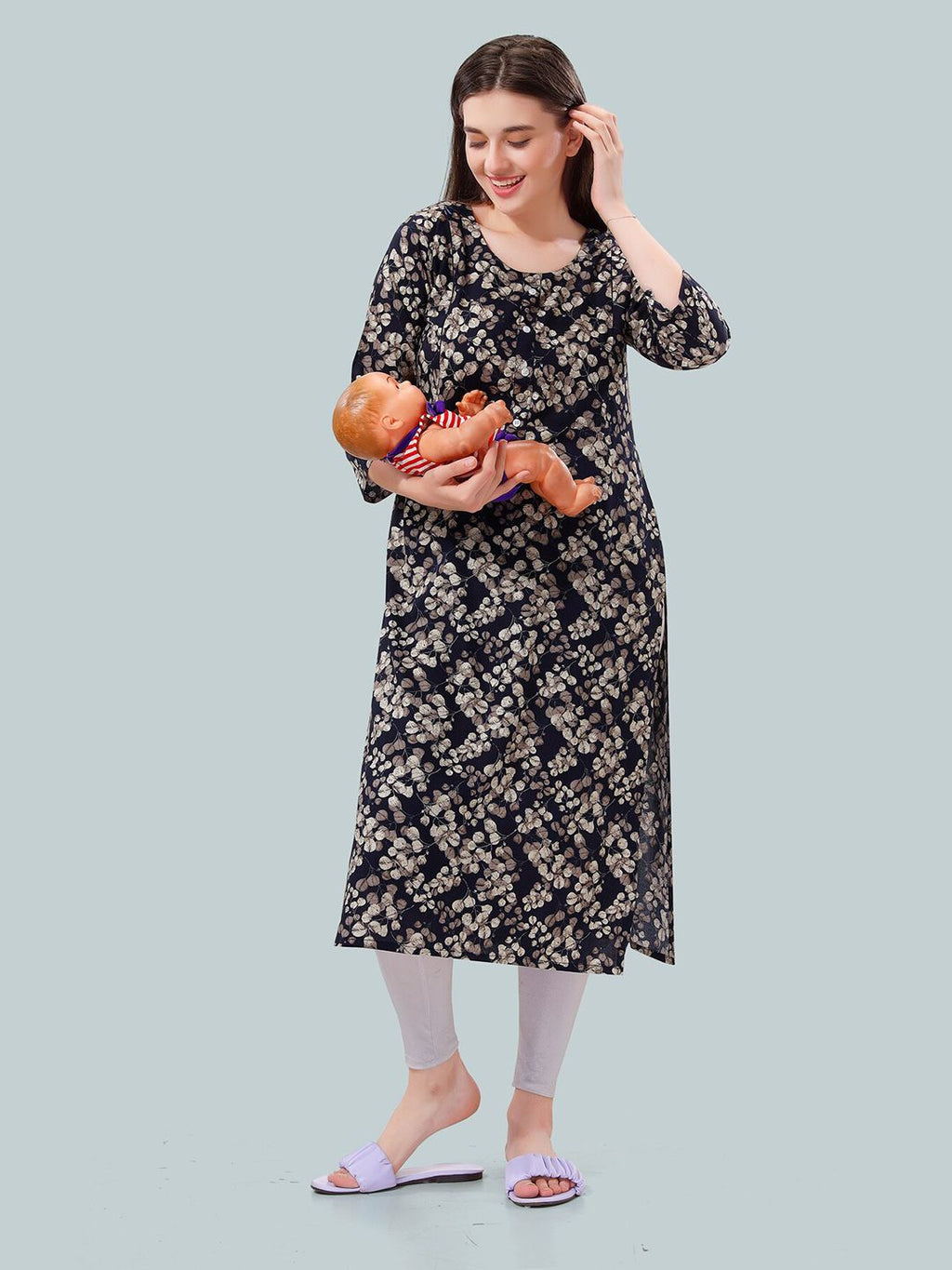 Women Foil Printed Maternity Kurta