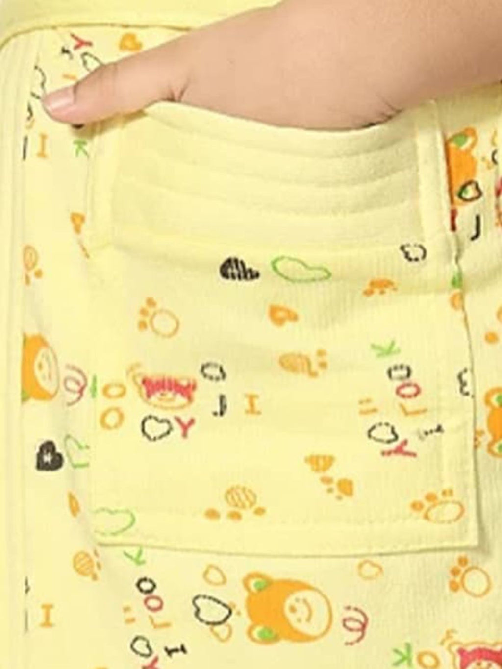 Yellow Conversational Cotton Drawstring Knee Length Bath Robe