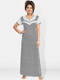 Be You Striped Maxi Satin Maternity Sweat Nightdress