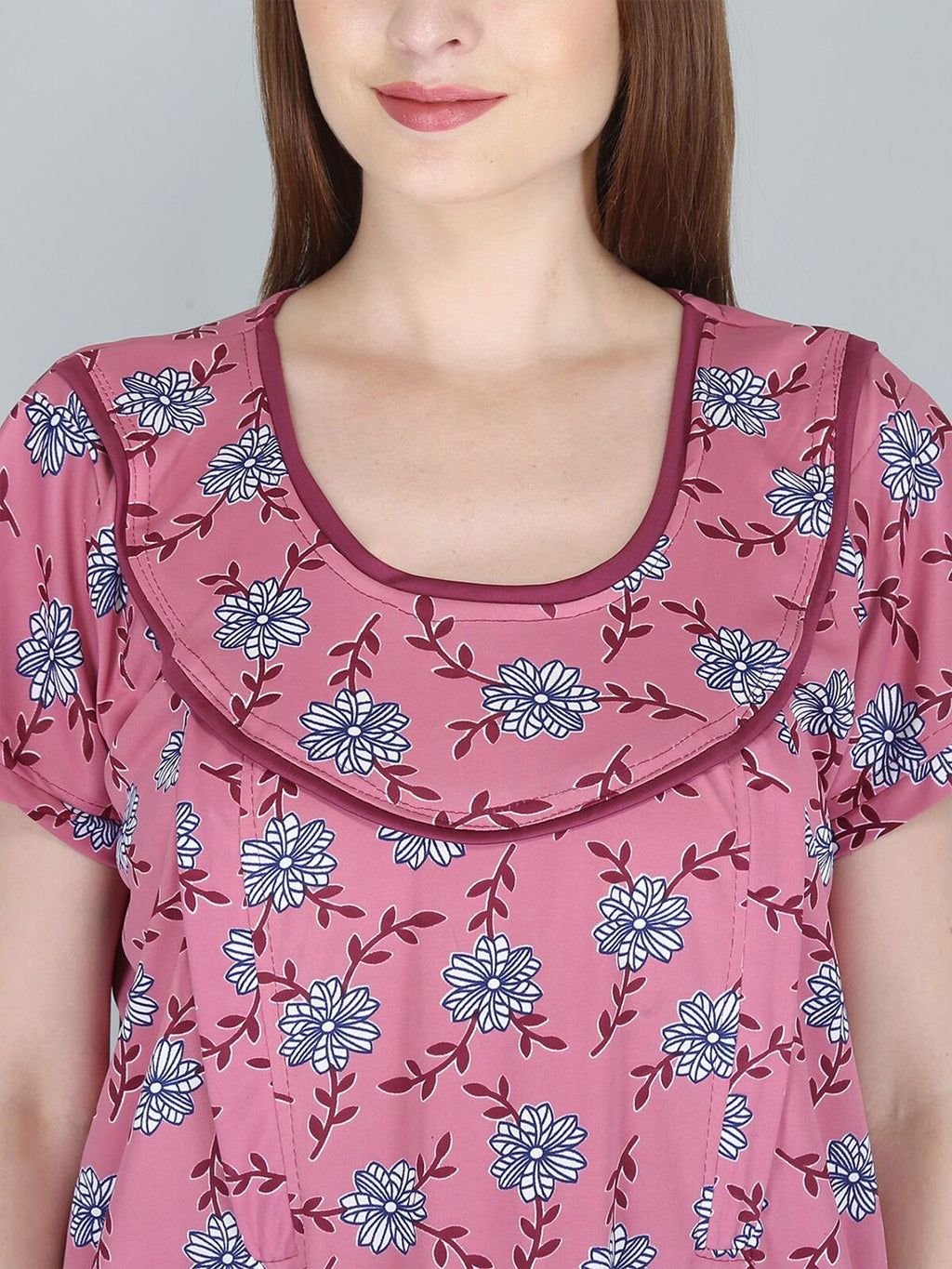 Women Printed Maternity Maxi Nightdress