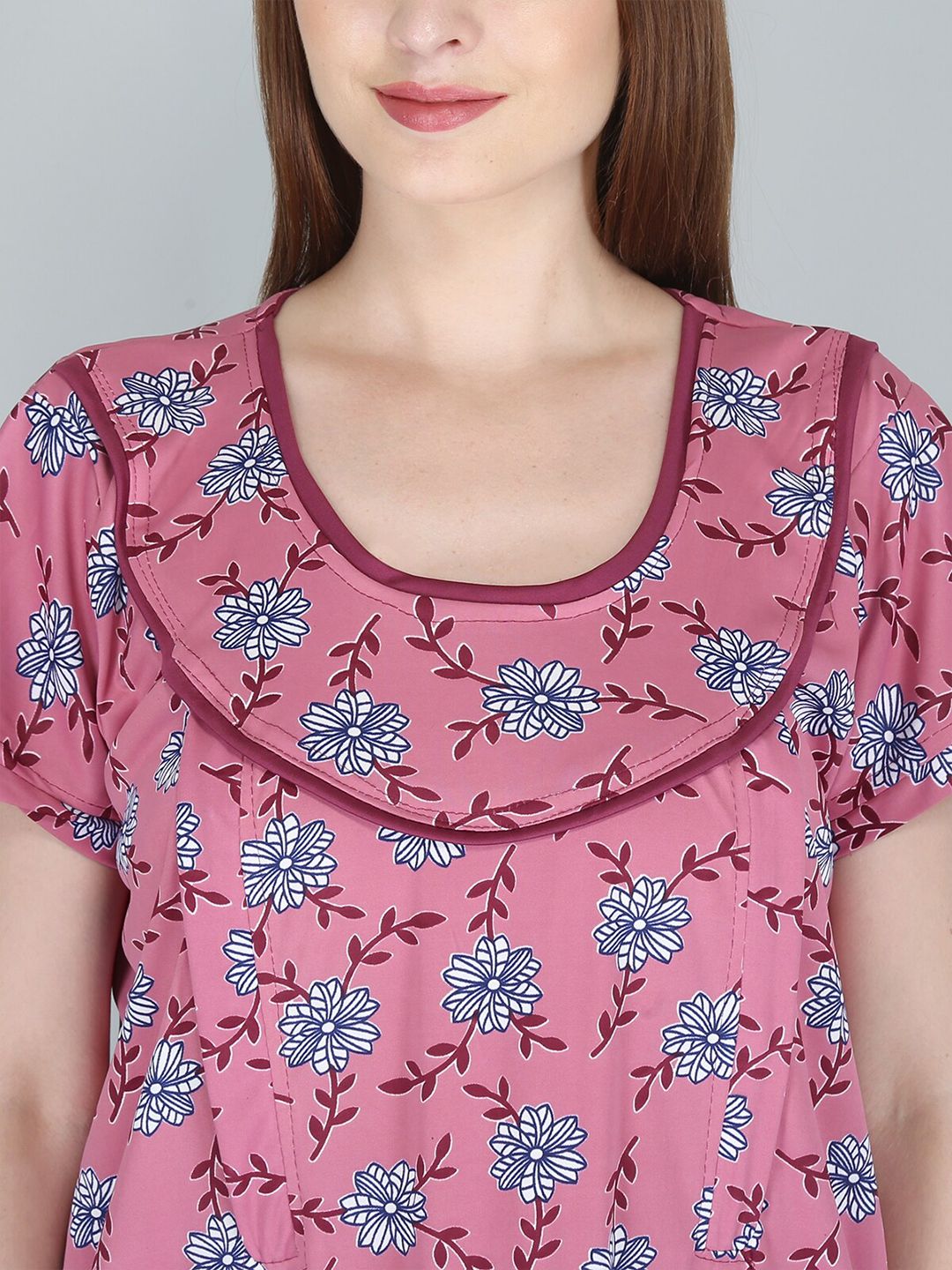 Women Printed Maternity Maxi Nightdress