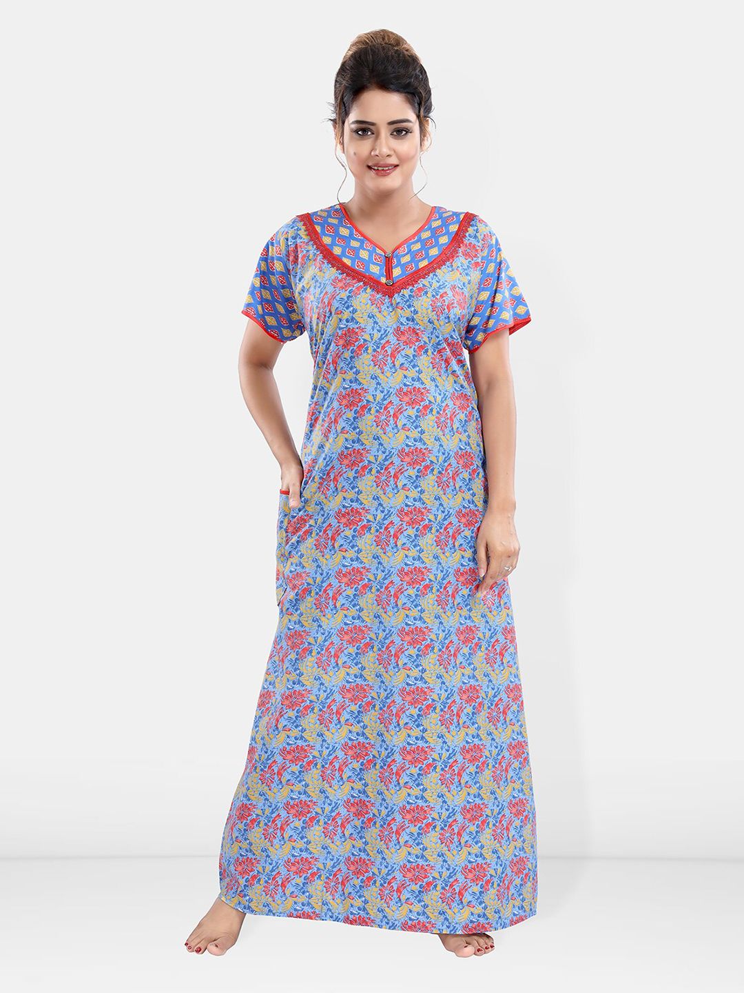 Be You Printed Pure Cotton Maxi Nightdress