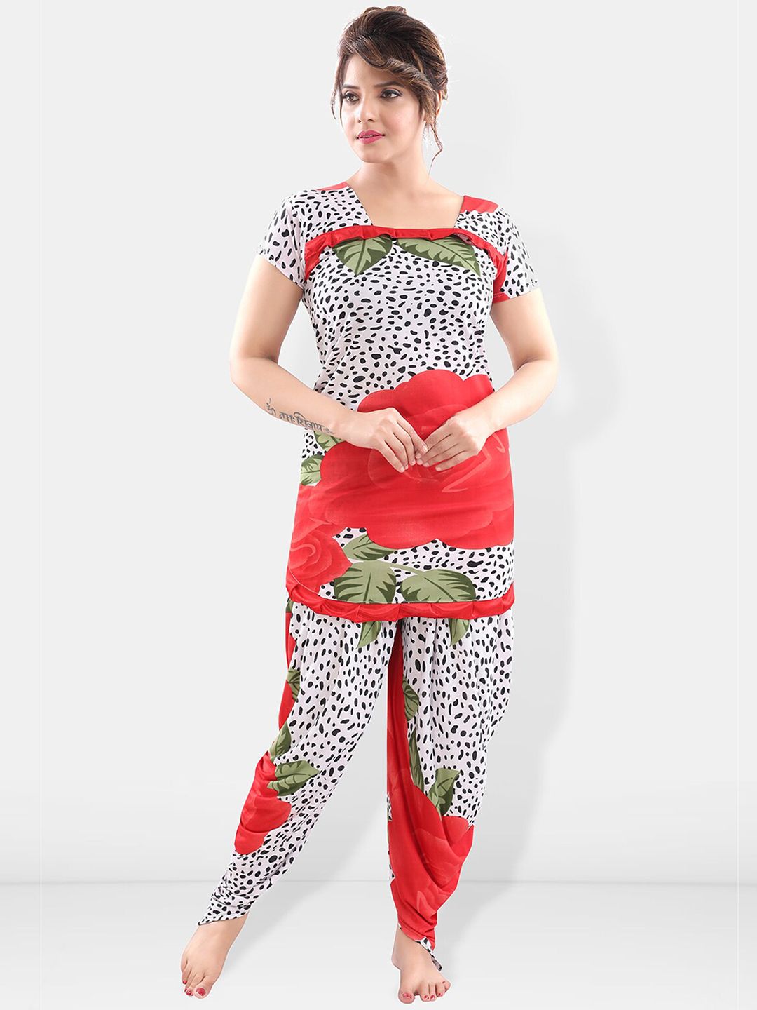 Be You Floral Printed Satin Night suit