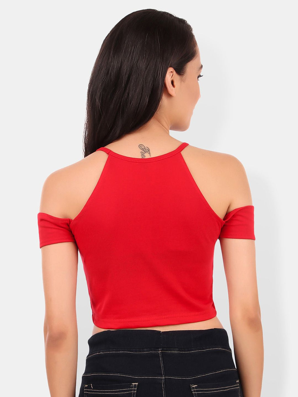 Cold-Shoulder Cotton Crop Top