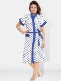 Be You Women Polka Dots Printed Cotton Anti-bacterial Super Soft Bath Robe With Belt