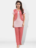 Be You Striped Satin Maternity Night Suit