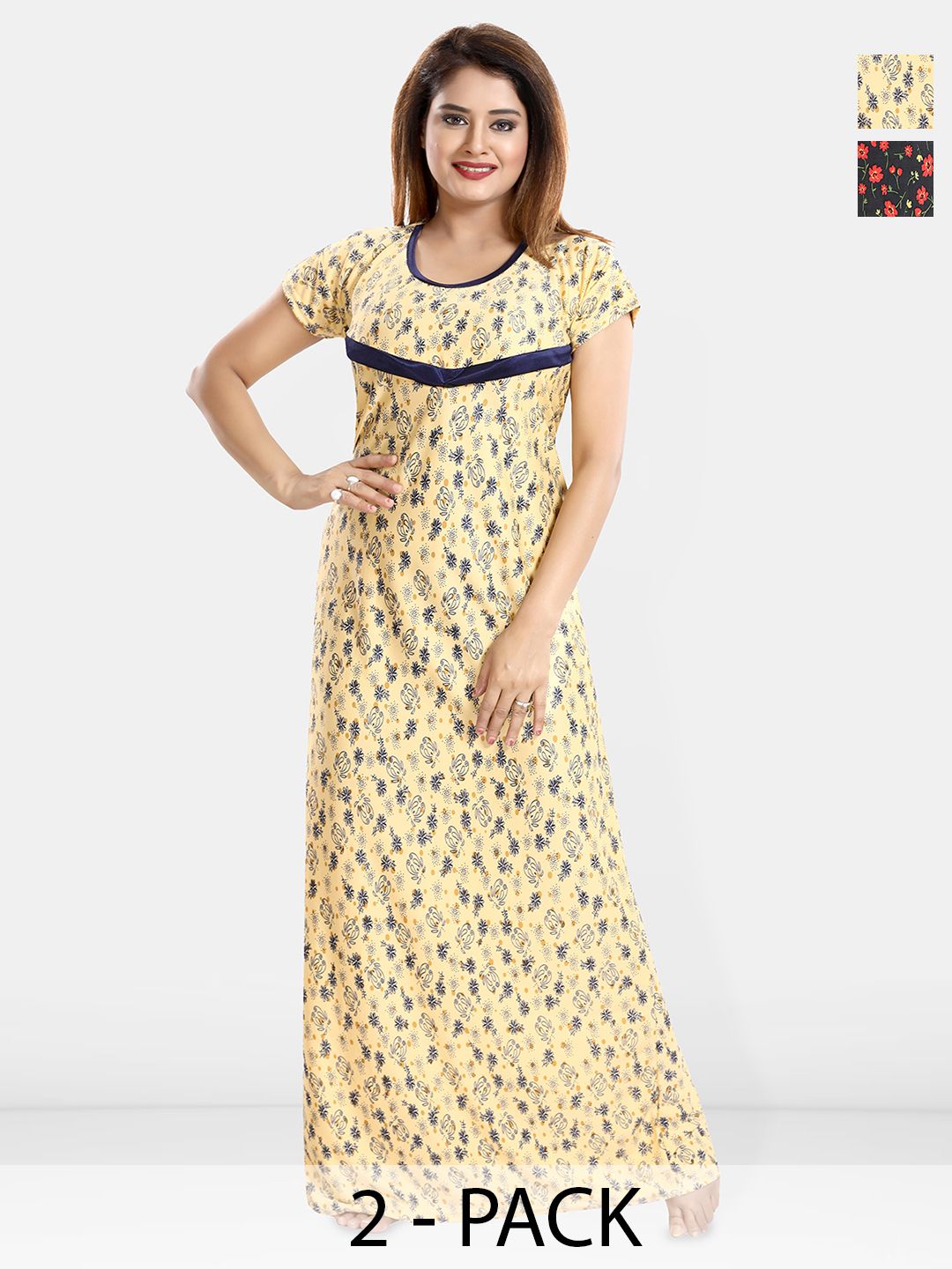 Be You WomenPack Of 2 Printed Maxi Nightdress