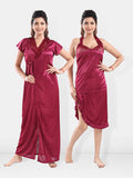 Be You V-Neck Satin Lace Night Suit With Robe