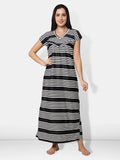 Be You Black Printed Maxi Maternity Nightdress
