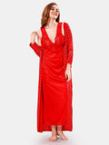 Be You V Neck Lace Satin Maxi Nightdress With Robe