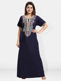 Be You Ethnic Motifs Embroidered Maxi Nightdress