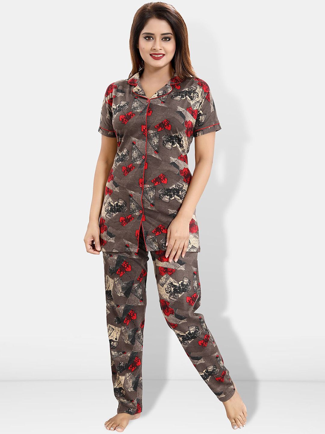 Be You Geometric Printed Night suit