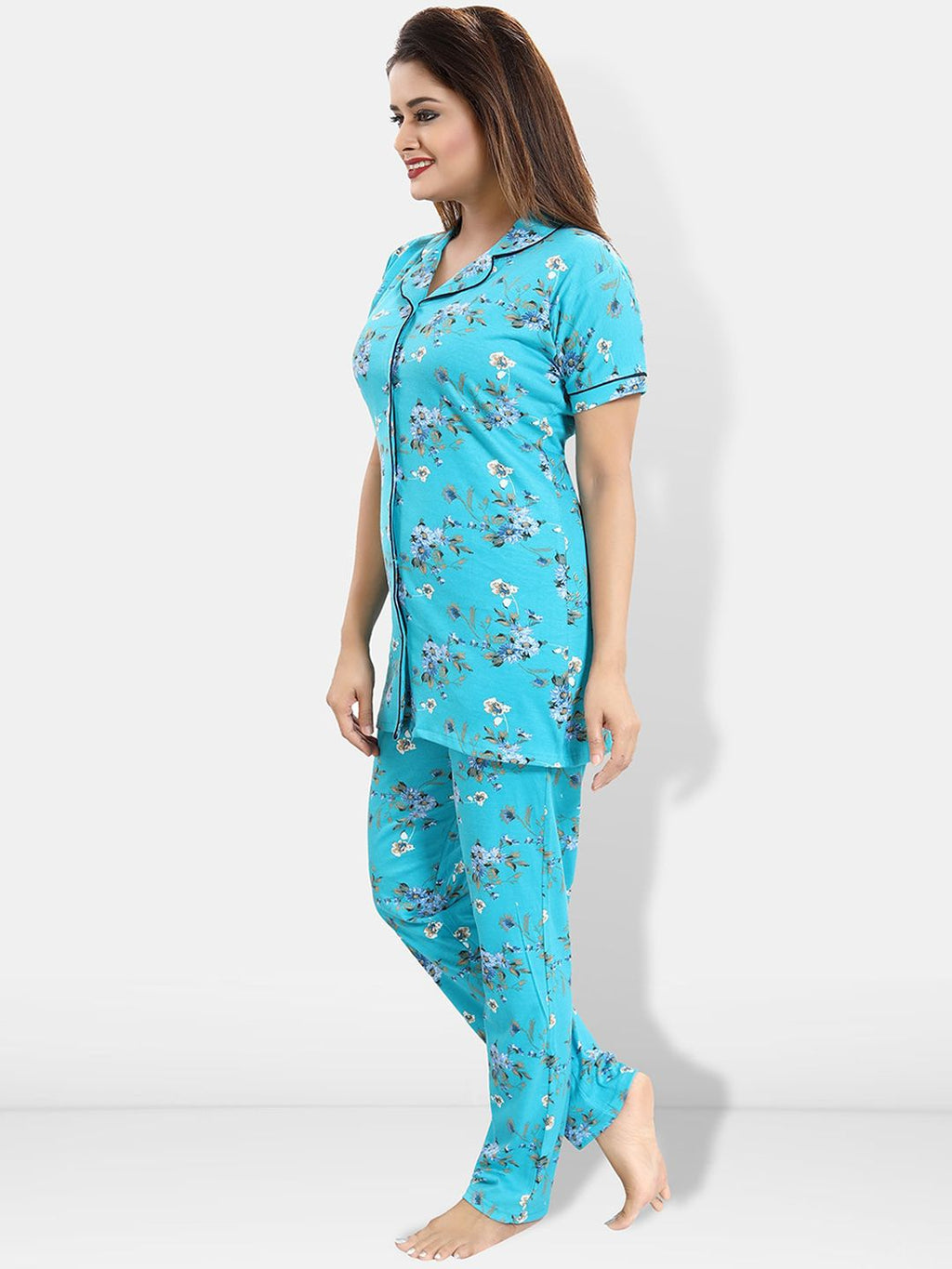 Floral Printed Shirt & Pyjama Night suit