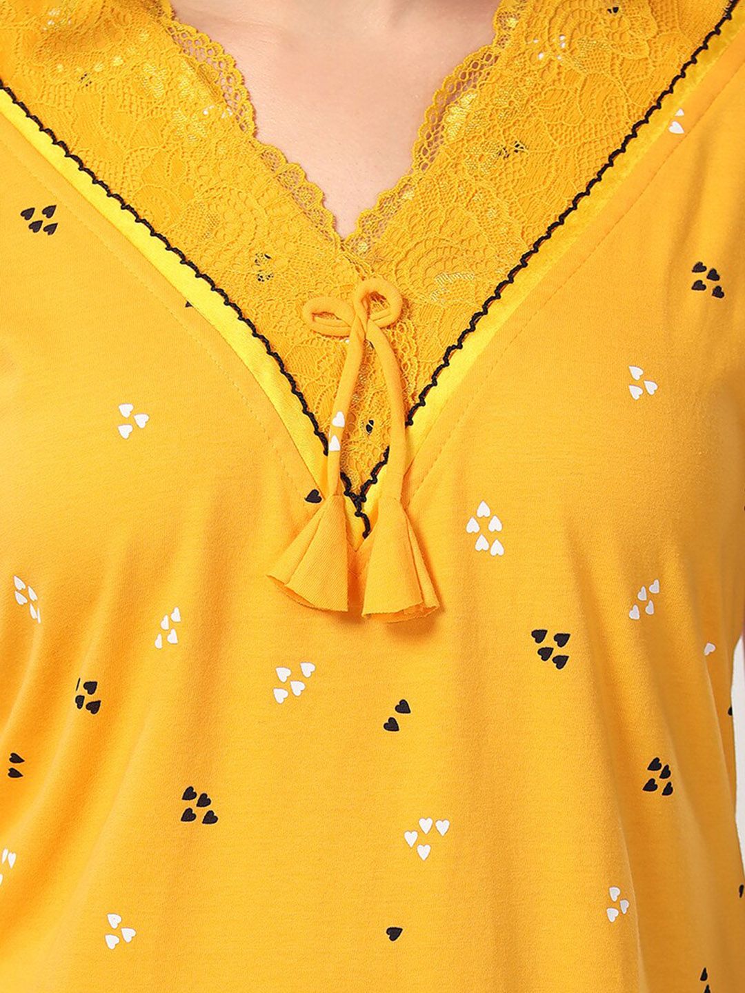 Conversational Printed V-Neck Maxi Nightdress
