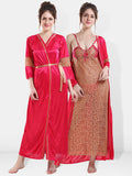 Be You Self Designed Shoulder Straps Satin Maxi Nightdress With Robe