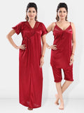 Be You Shoulder Straps Satin Night Suit With Robe