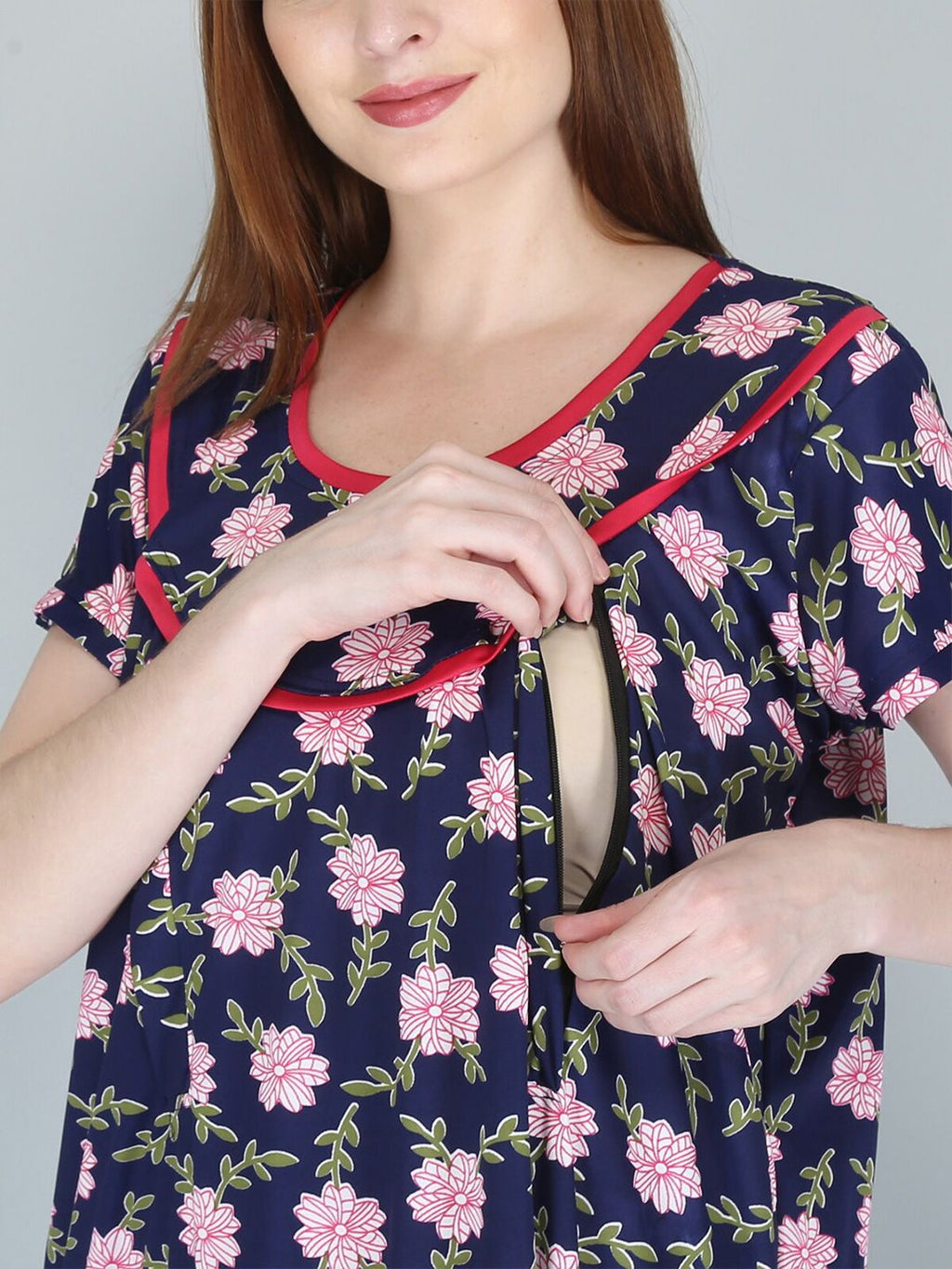 Women Printed Maternity Maxi Nightdress