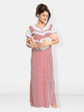 Be You Striped Maxi Satin Maternity Nightdress