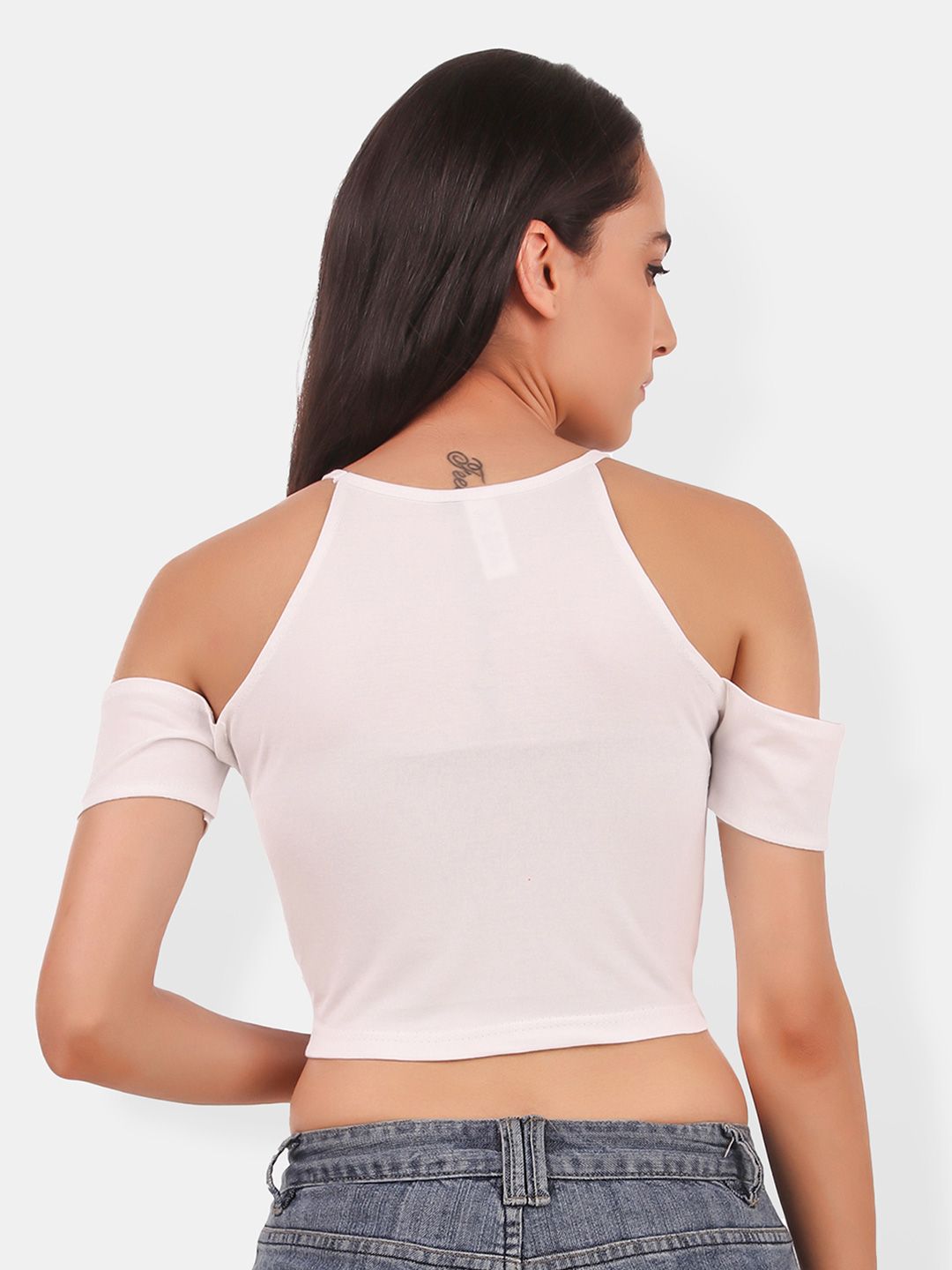 Cold-Shoulder Cotton Crop Top