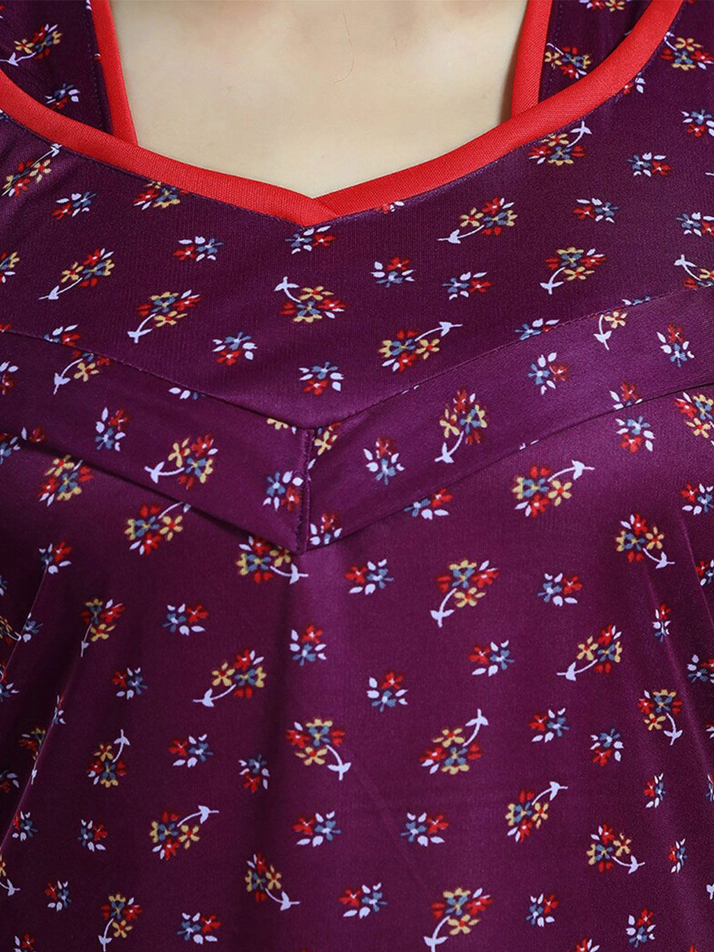 Floral Printed V-Neck Satin Maxi Nightdress